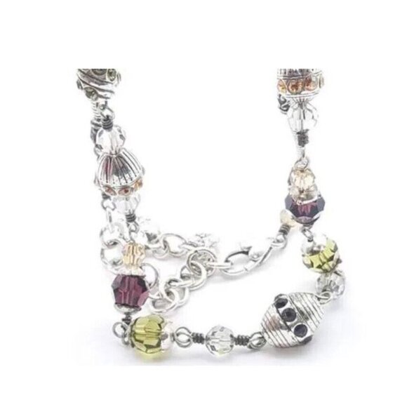 Brighton Silver Tone Multicolor Crystals Necklace 32.5g - Picture 6 of 9